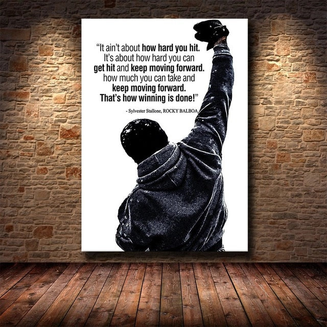 Black and White Rocky Balboa Quote