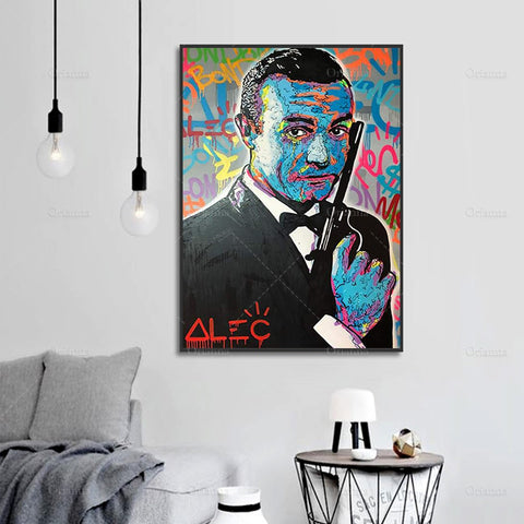 Abstract Graffiti James Bond Canvas