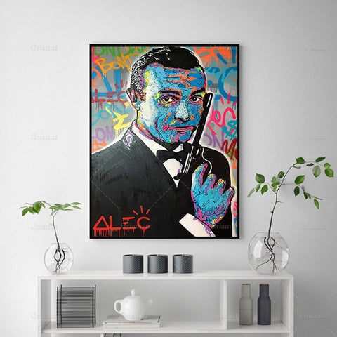 Abstract Graffiti James Bond Canvas