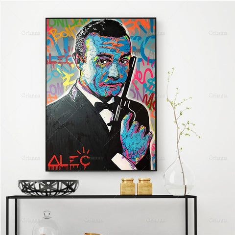 Abstract Graffiti James Bond Canvas