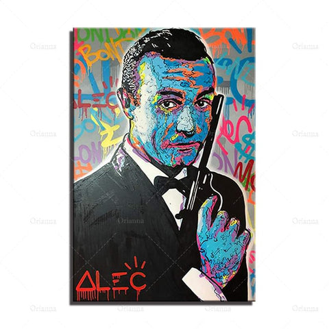 Abstract Graffiti James Bond Canvas