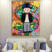 Monopoly Man Dollar Signs Graffiti