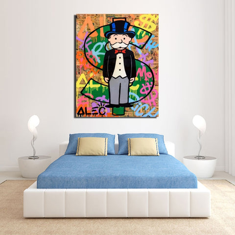 Monopoly Man Dollar Signs Graffiti