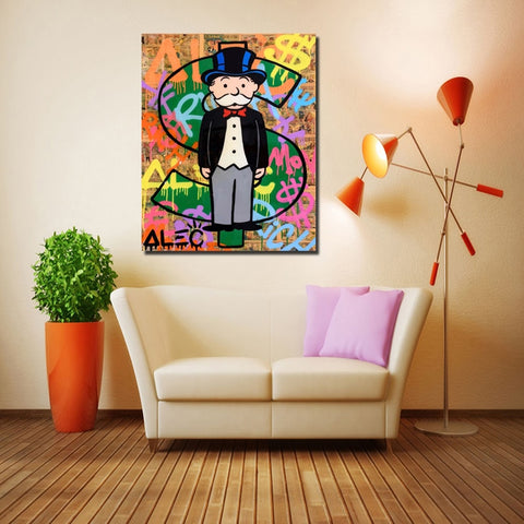 Monopoly Man Dollar Signs Graffiti